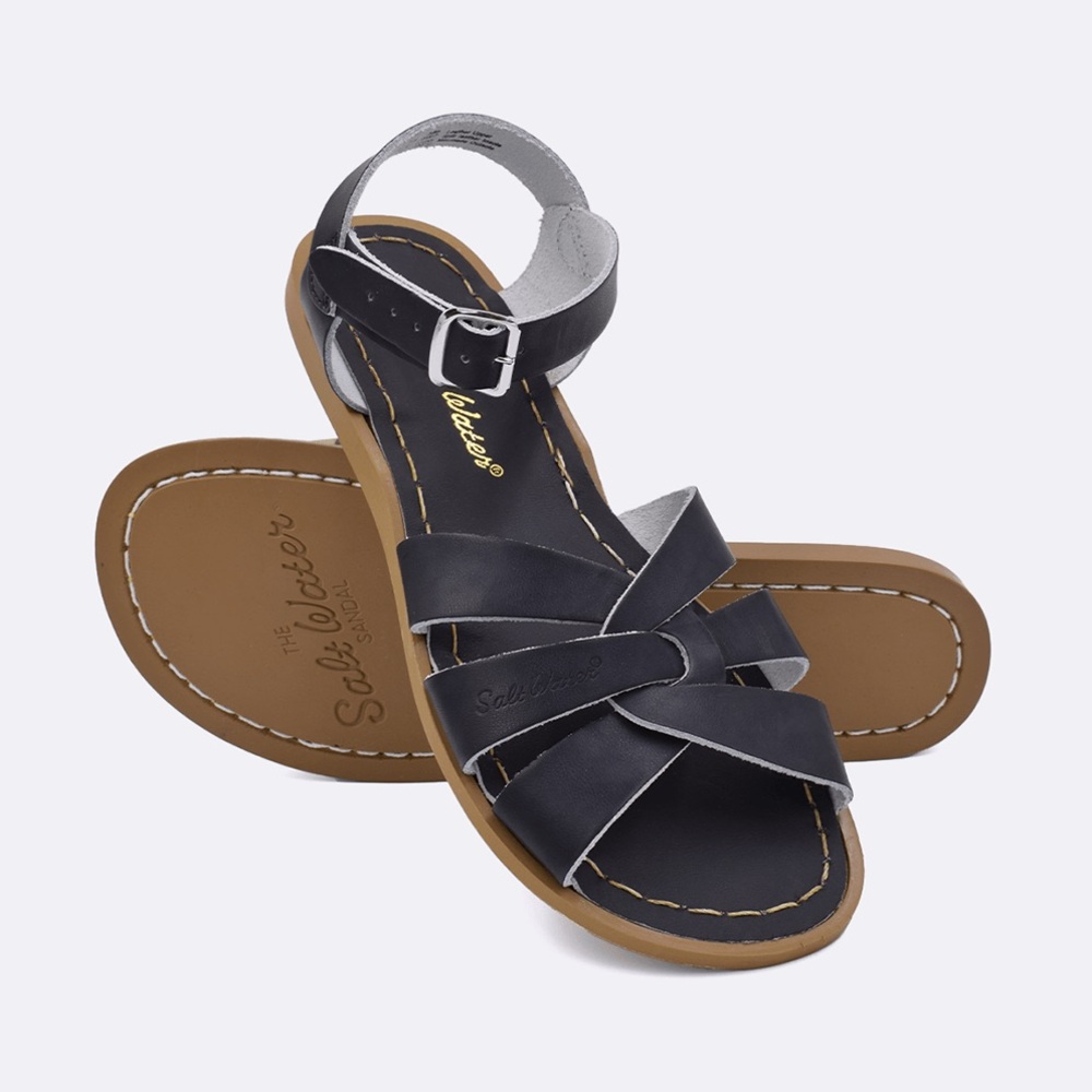 New! Black Hoy Salt Water Original Sandals womens sz 5